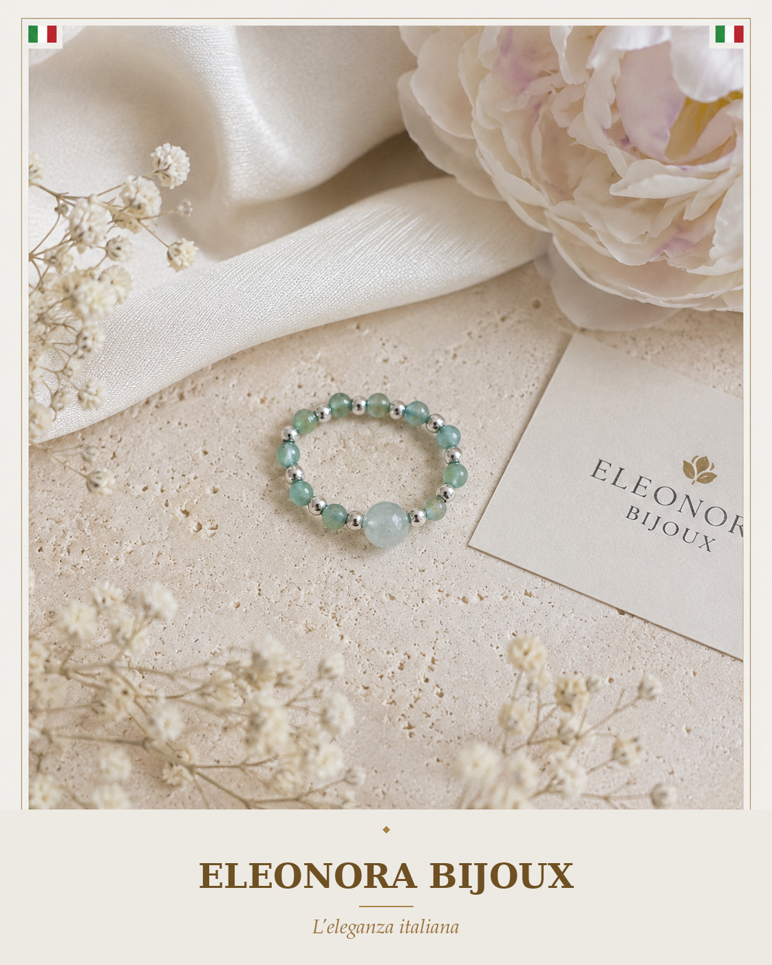 Bague Ondine aventurine verte Eleonora Bijoux