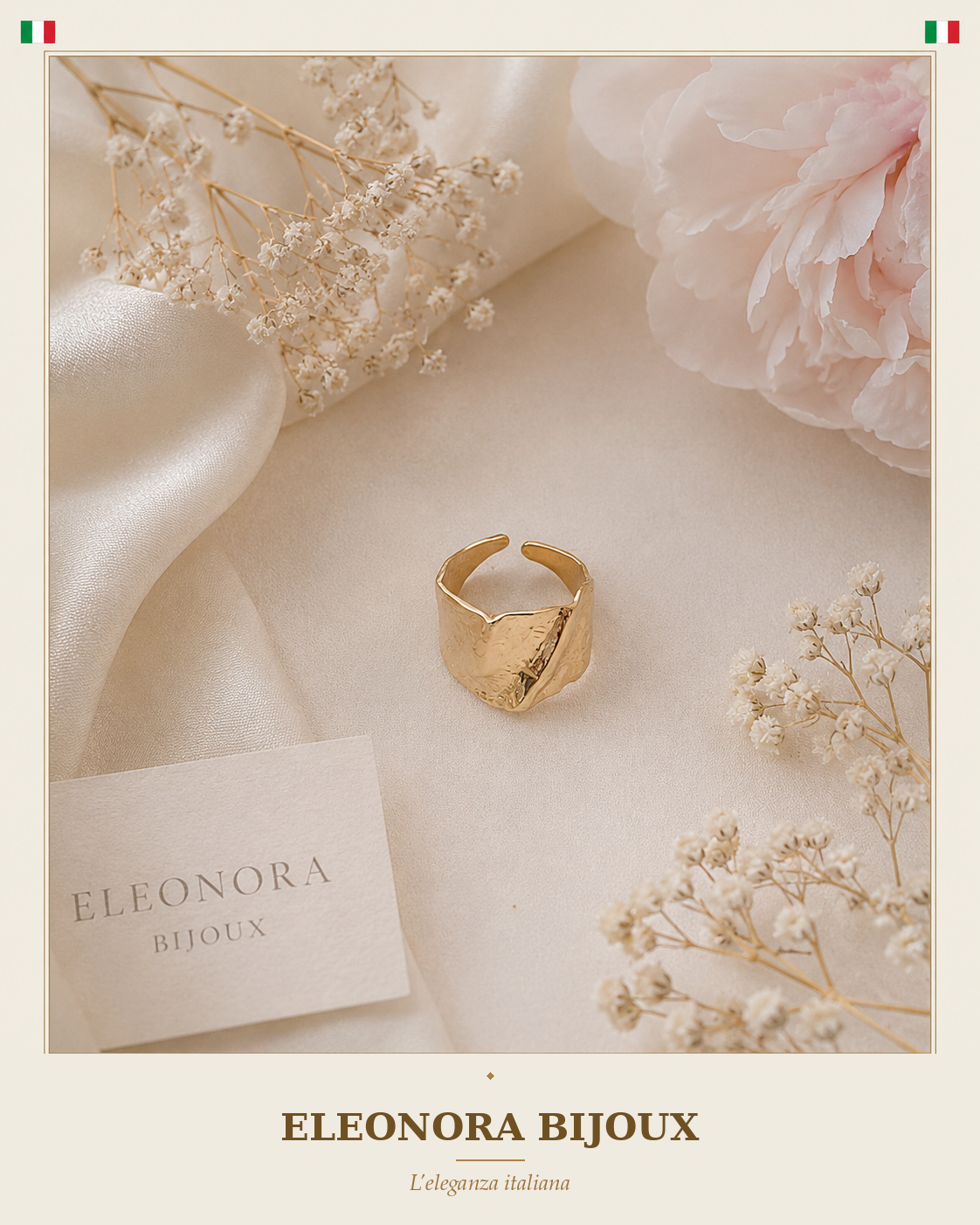 Bague large relief texturé Eleonora Bijoux
