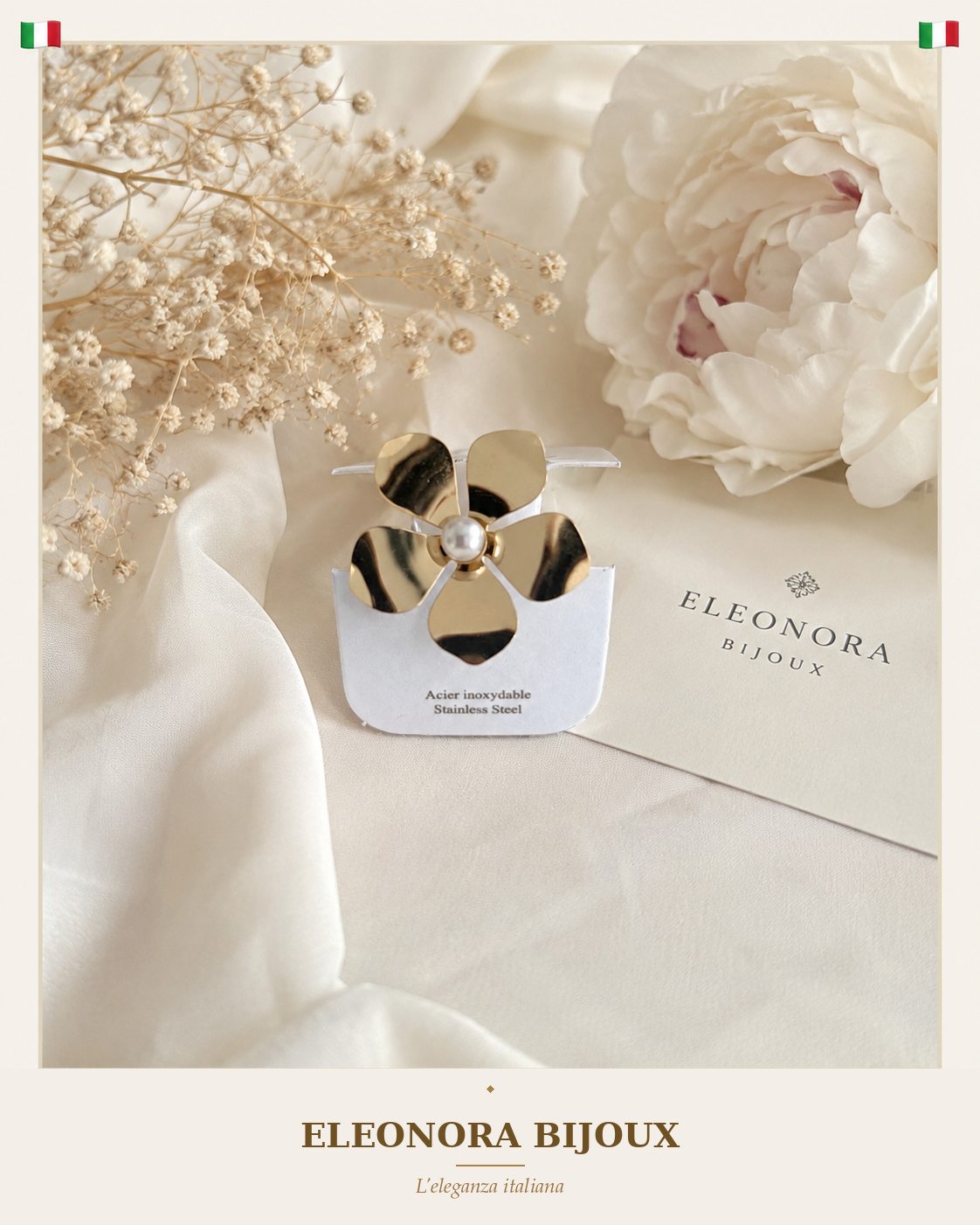 Bague fleur dorée Eleonora Bijoux