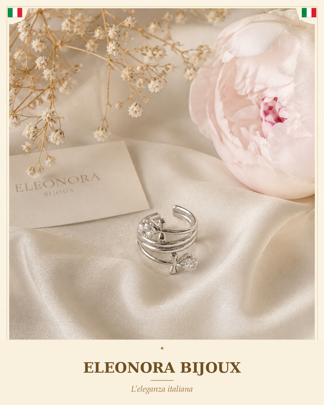 Bague croisée argentée Eleonora Bijoux