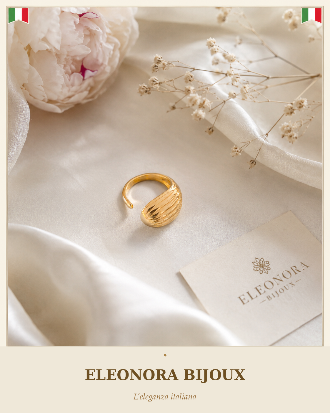 Bague ouverte effet texturé Eleonora Bijoux