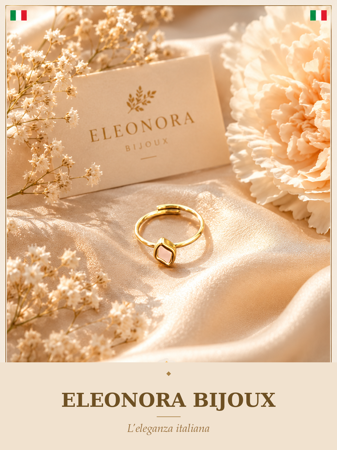 Bague fine losange dorée Eleonora Bijoux