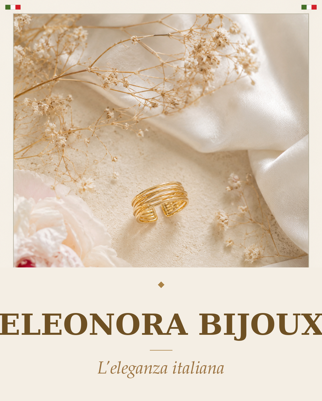Bague multi-rangs dorée Eleonora Bijoux