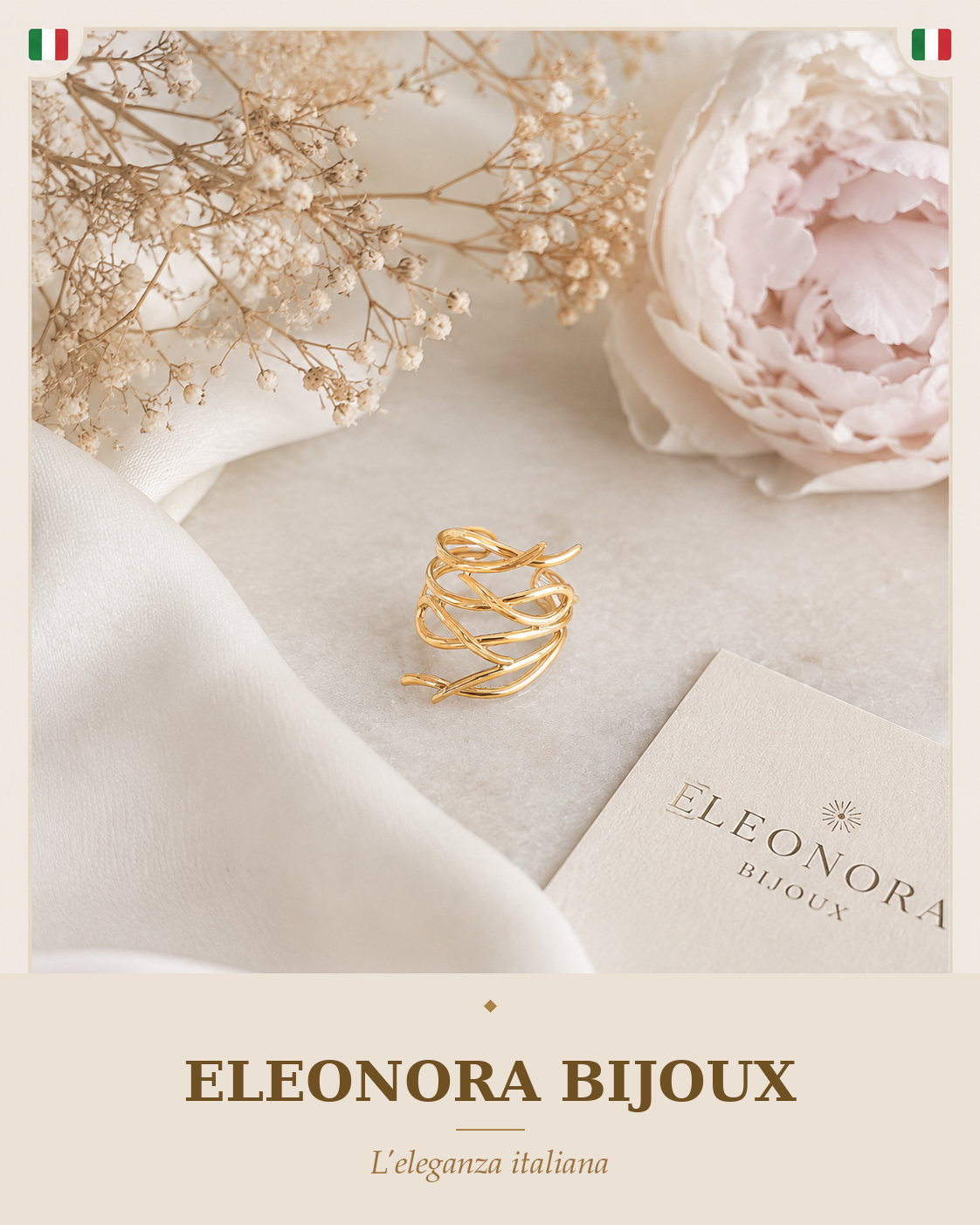 Bague ajourée dorée Eleonora Bijoux