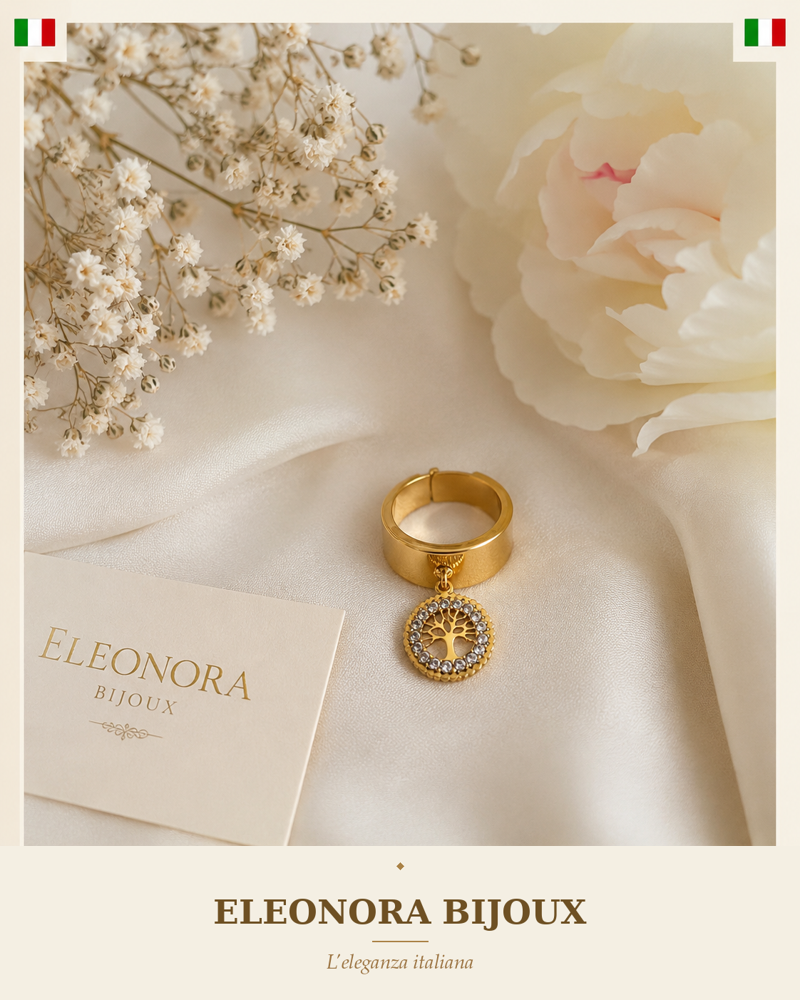 Bague Yggdrasil dorée Eleonora Bijoux