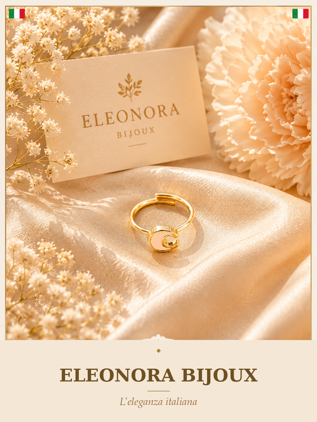 Bague Lune dorée Eleonora Bijoux