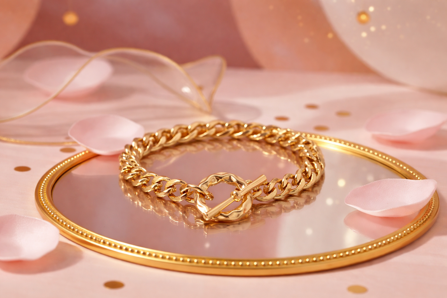 Bracelet Union grand maillon cercle doré en acier inoxydable