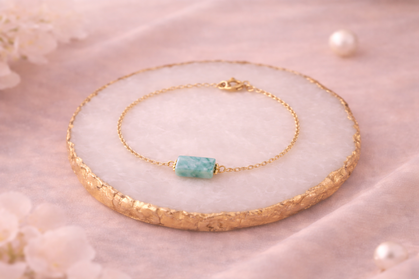 Bracelet Cléa doré en Amazonite