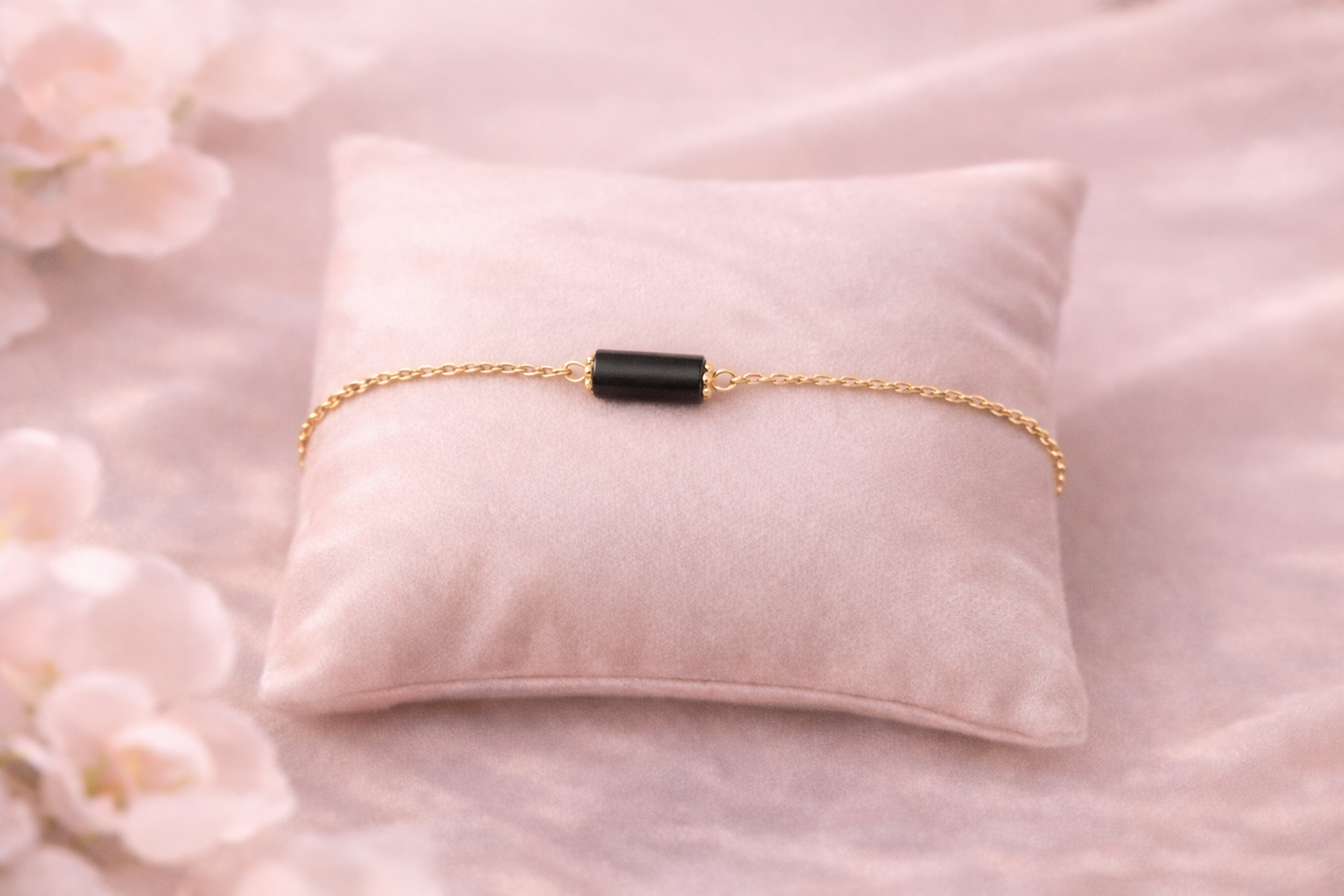 Bracelet Cléa doré en Tourmaline Noire