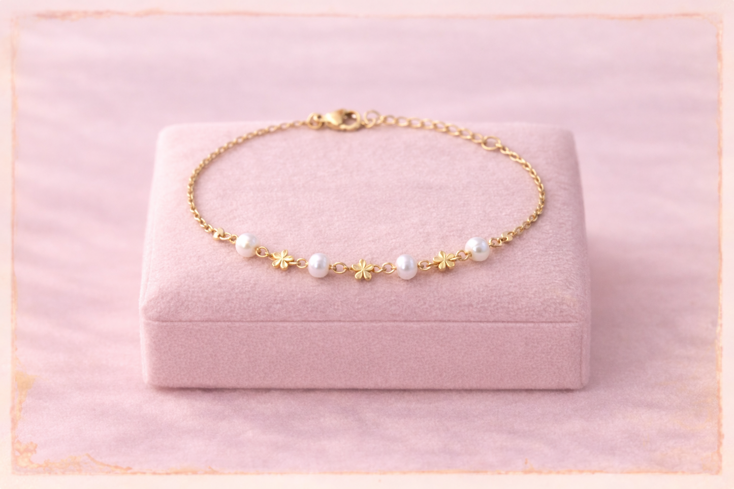 Bracelet Perles Doré en Acier Inoxydable