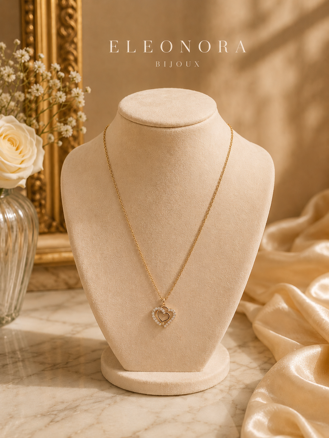 Collier Double Cœur Doré