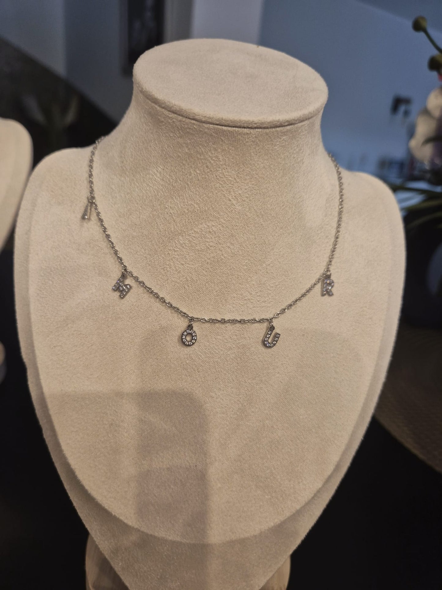 Collier Amour argenté - vue produit
