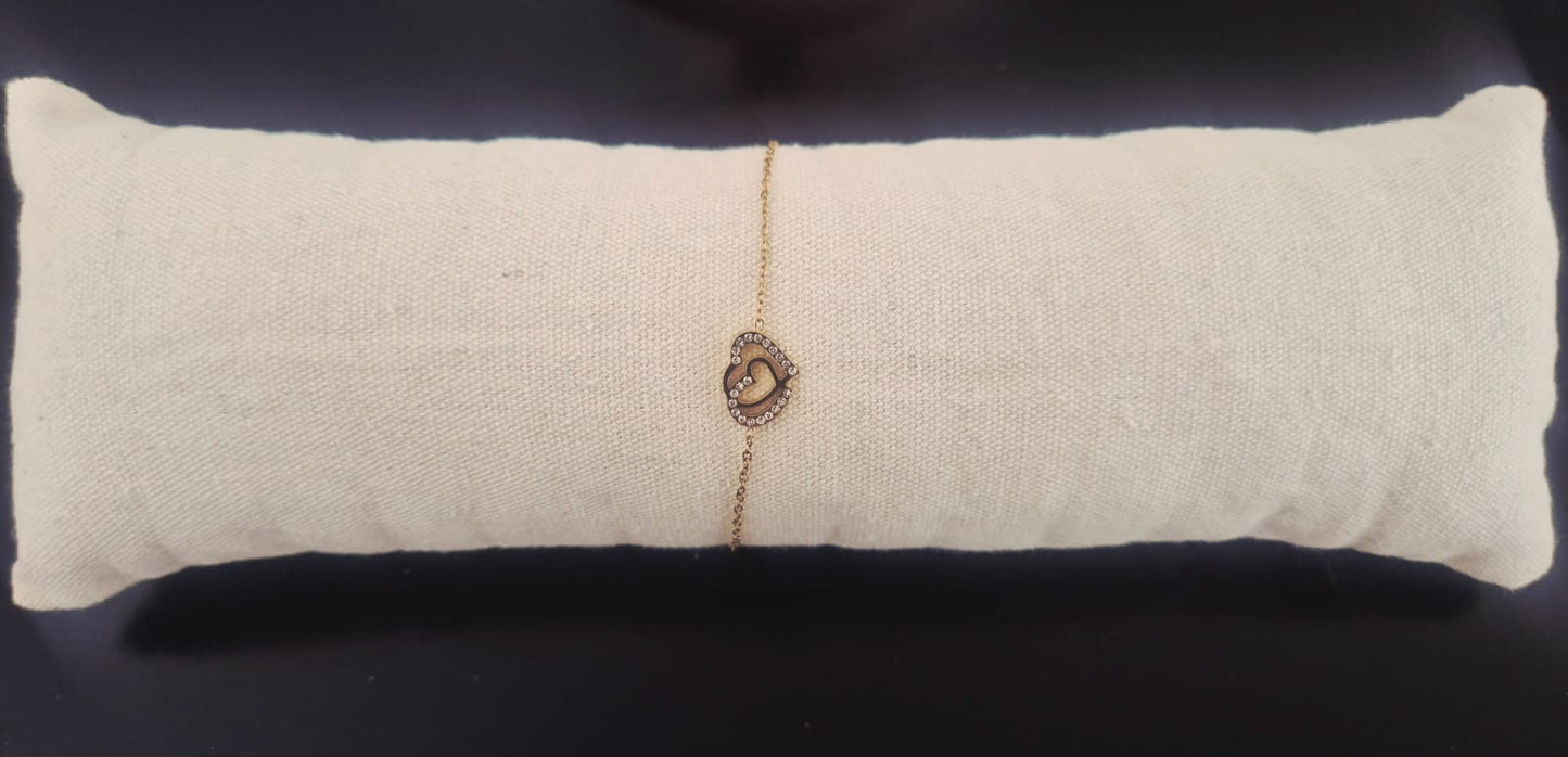 Bracelet Cœur Doré en Acier Inoxydable