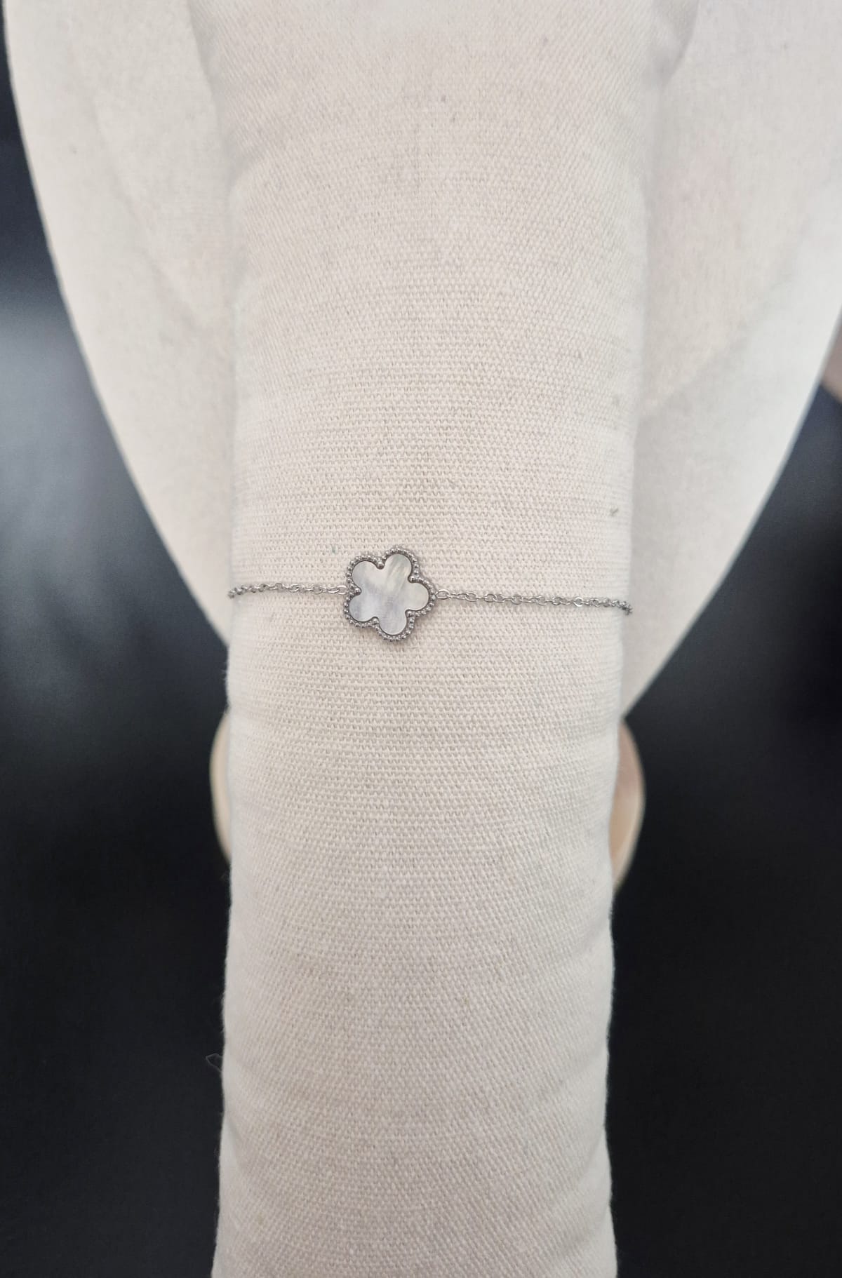 Bracelet Trèfle Nacre argenté - vue produit