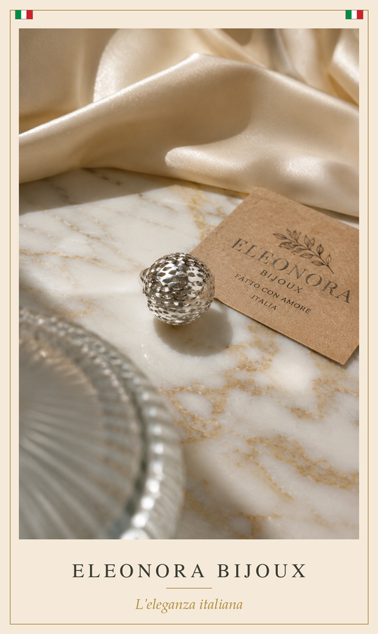 Bague argentée boule ajourée en acier inoxydable - Eleonora Bijoux