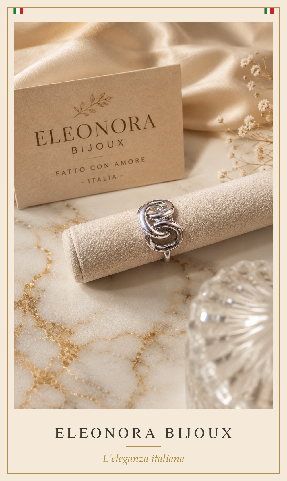 Bague argentée nœud entrelacé en acier inoxydable - Eleonora Bijoux