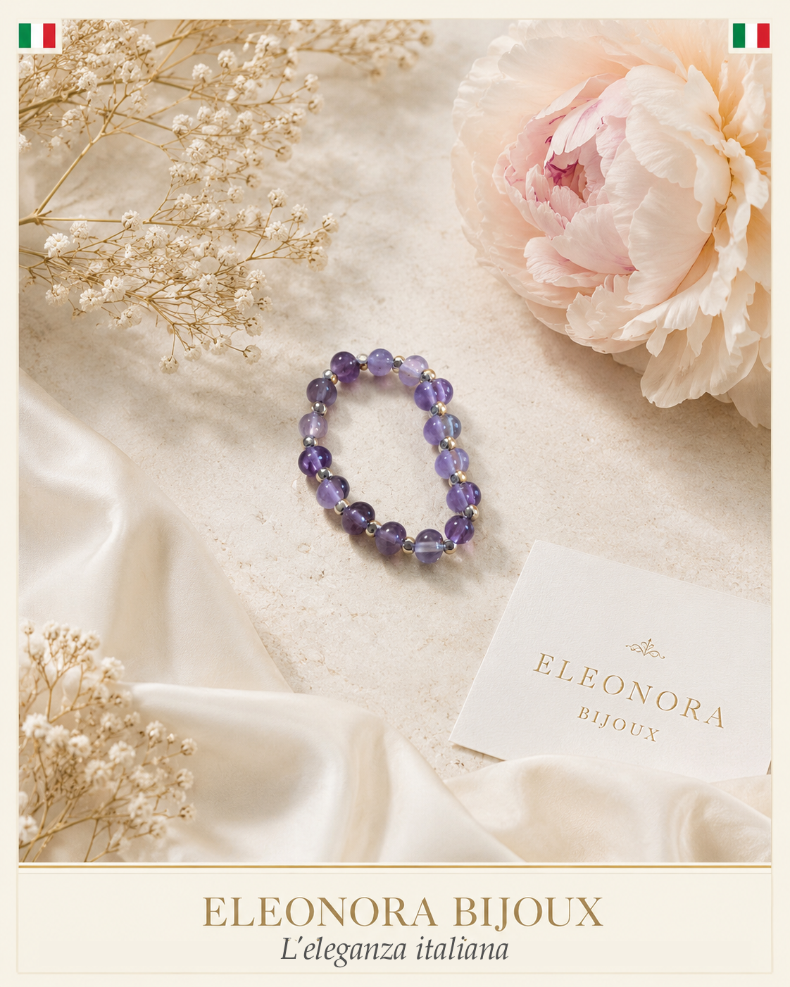 Bague Perly dorée en améthyste Eleonora Bijoux