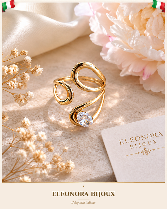 Bague strass dorée Eleonora Bijoux
