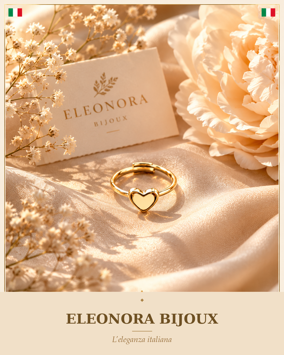 Bague Cœur dorée Eleonora Bijoux
