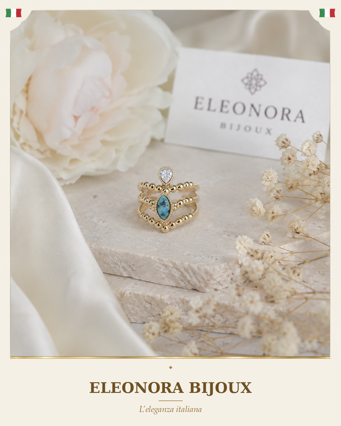 Bague multi-anneaux dorée Eleonora Bijoux