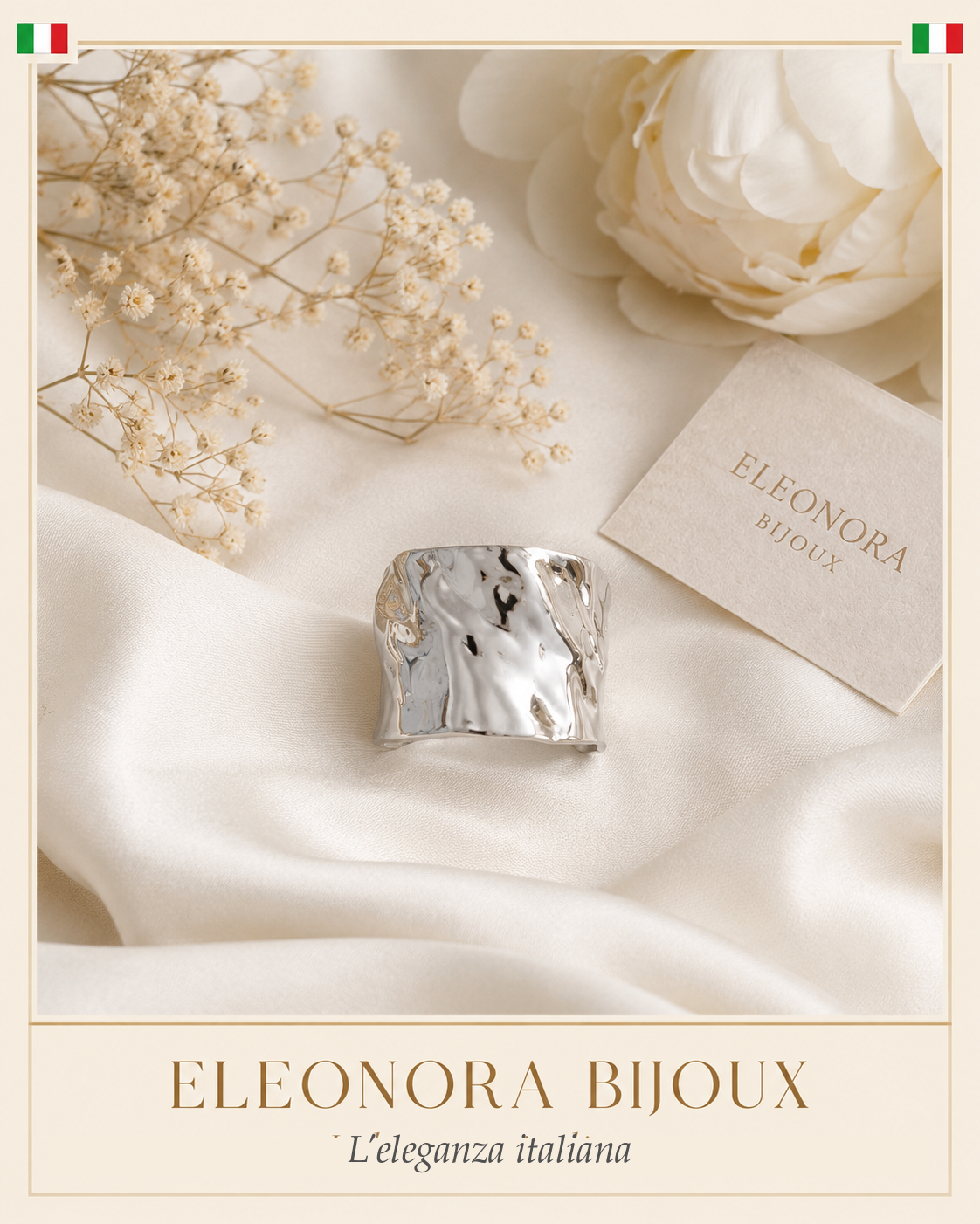 Bague argentée effet martelé Eleonora Bijoux
