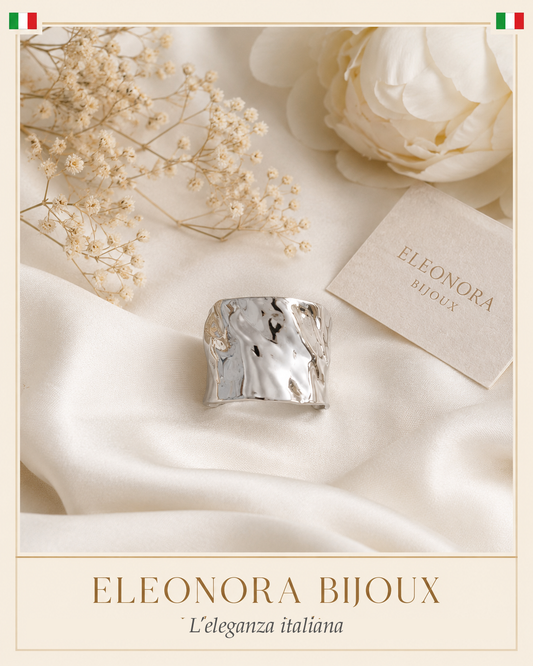 Bague argentée effet martelé Eleonora Bijoux