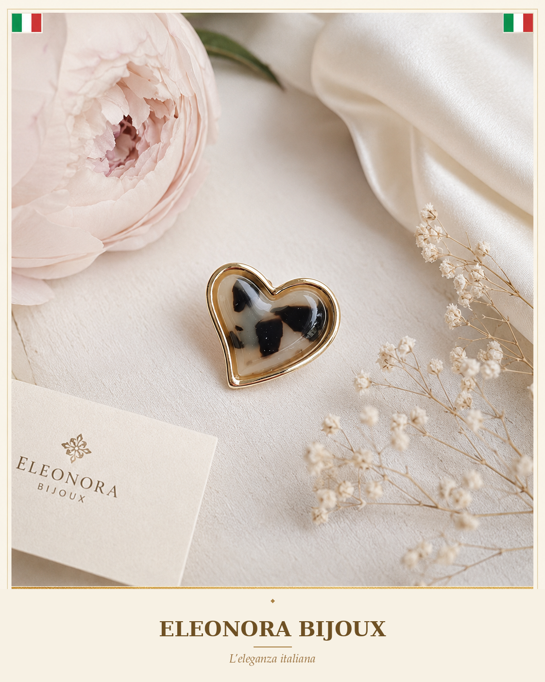 Bague cœur motif Léopard Eleonora Bijoux