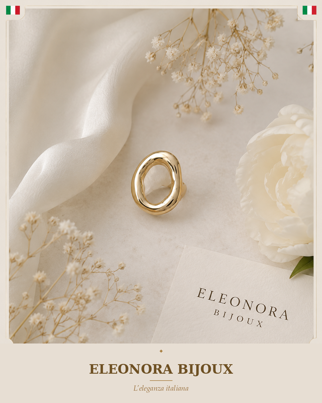Bague ovale dorée Eleonora Bijoux