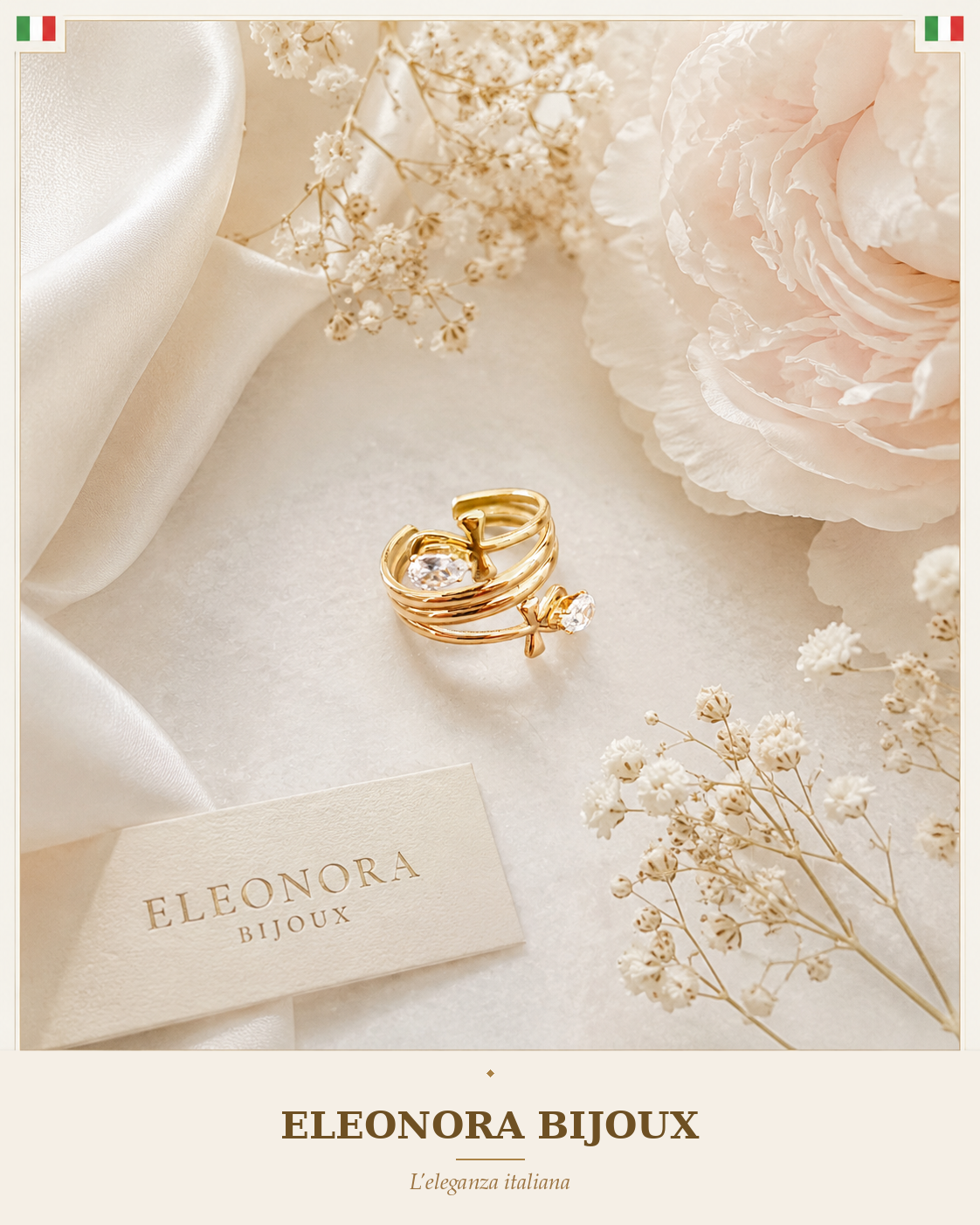 Bague croisée dorée Eleonora Bijoux