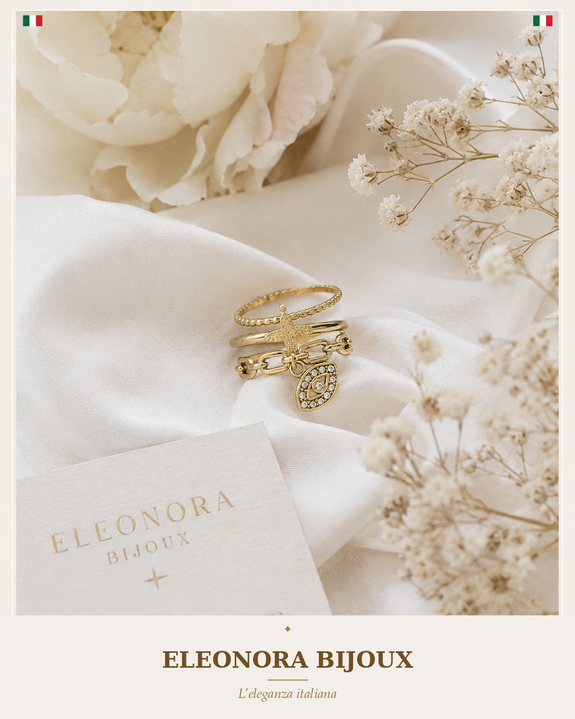 Bague multi-rangs Croix & œil Eleonora Bijoux