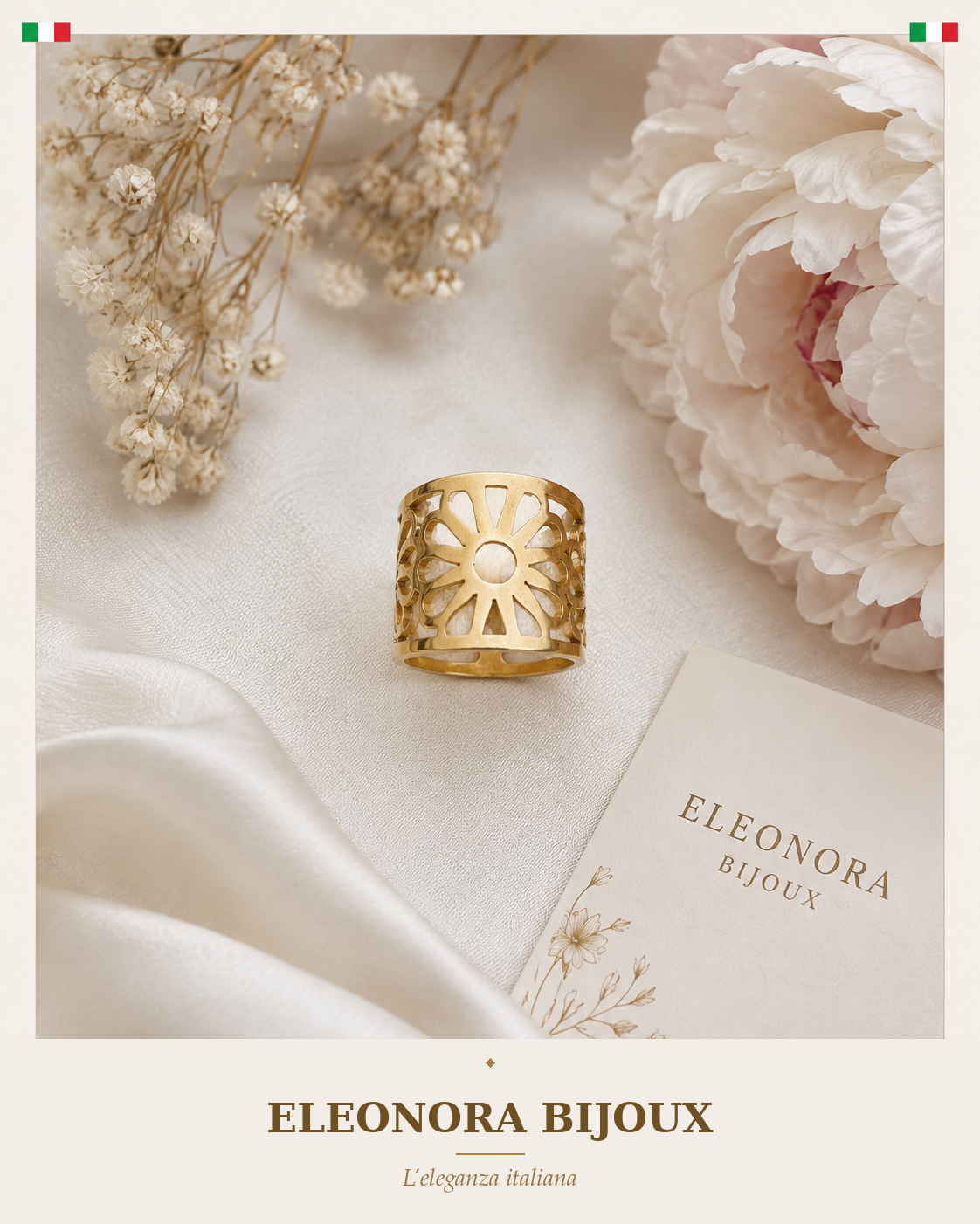 Bague ajourée motif floral Eleonora Bijoux