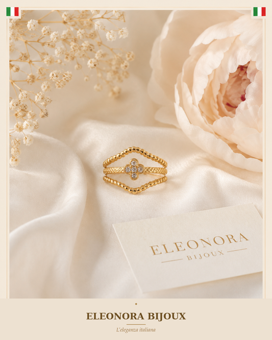 Bague dorée strass Eleonora Bijoux