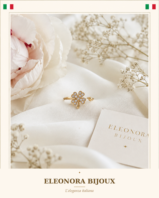 Bague Trèfle strass Eleonora Bijoux
