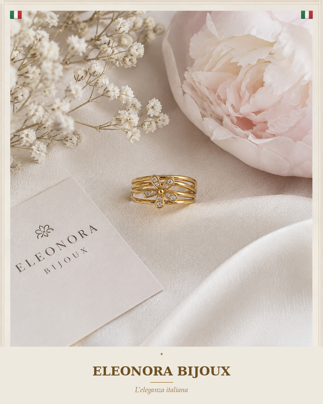 Bague Fleur strass Eleonora Bijoux