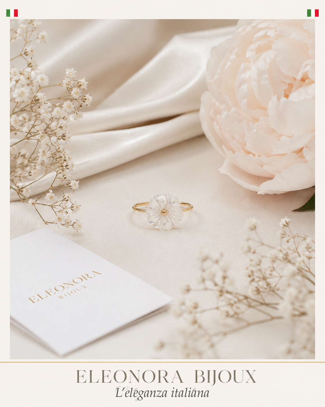Bague fleur de Gingko dorée Eleonora Bijoux