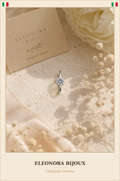 Bague Solitaire argentée à zircon - Eleonora Bijoux