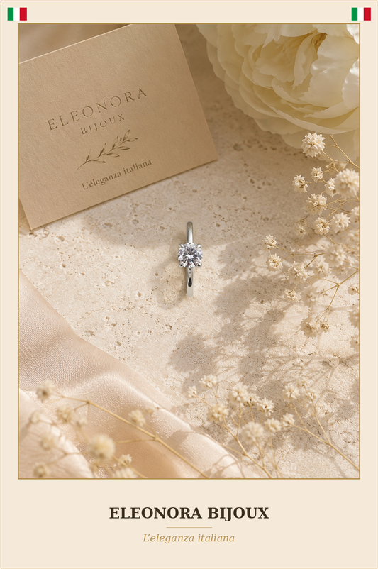 Bague Solitaire argentée à zircon - Eleonora Bijoux