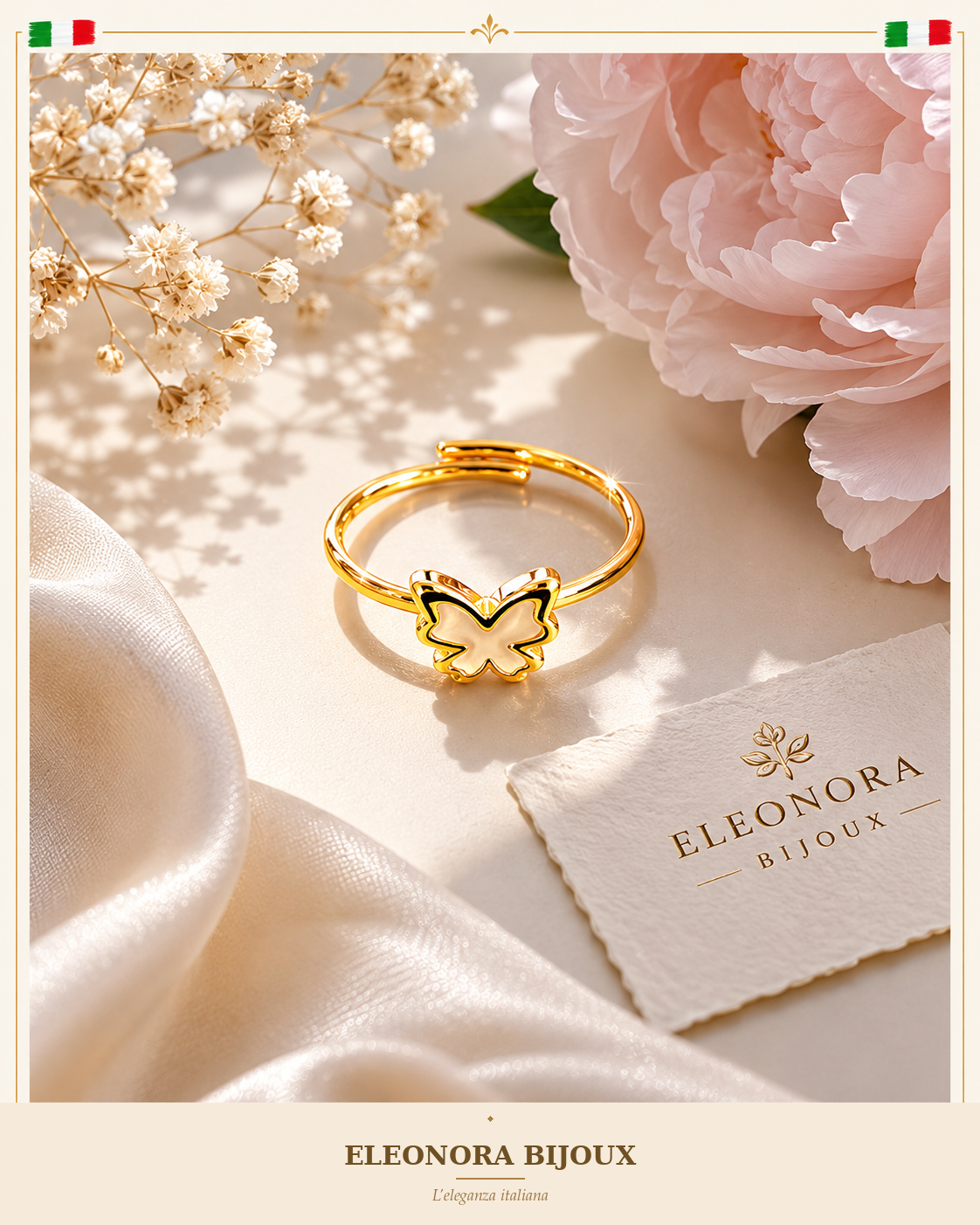 Bague Papillon dorée Eleonora Bijoux