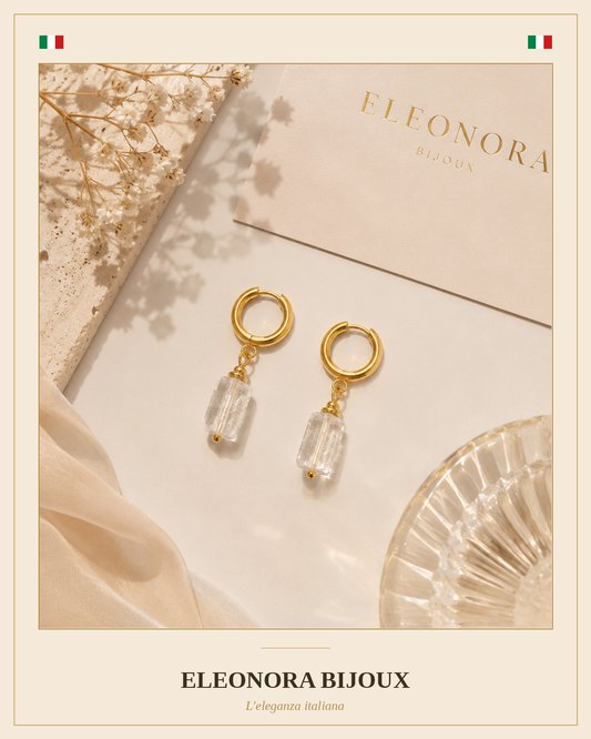 Boucles d'oreilles Cléa dorées en Cristal de Roche
