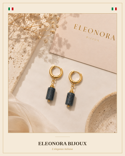 Boucles d'oreilles Cléa dorées en Apatite Bleue