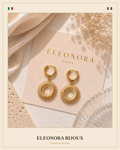 Boucles d'oreilles Soleil dorées en Acier Inoxydable