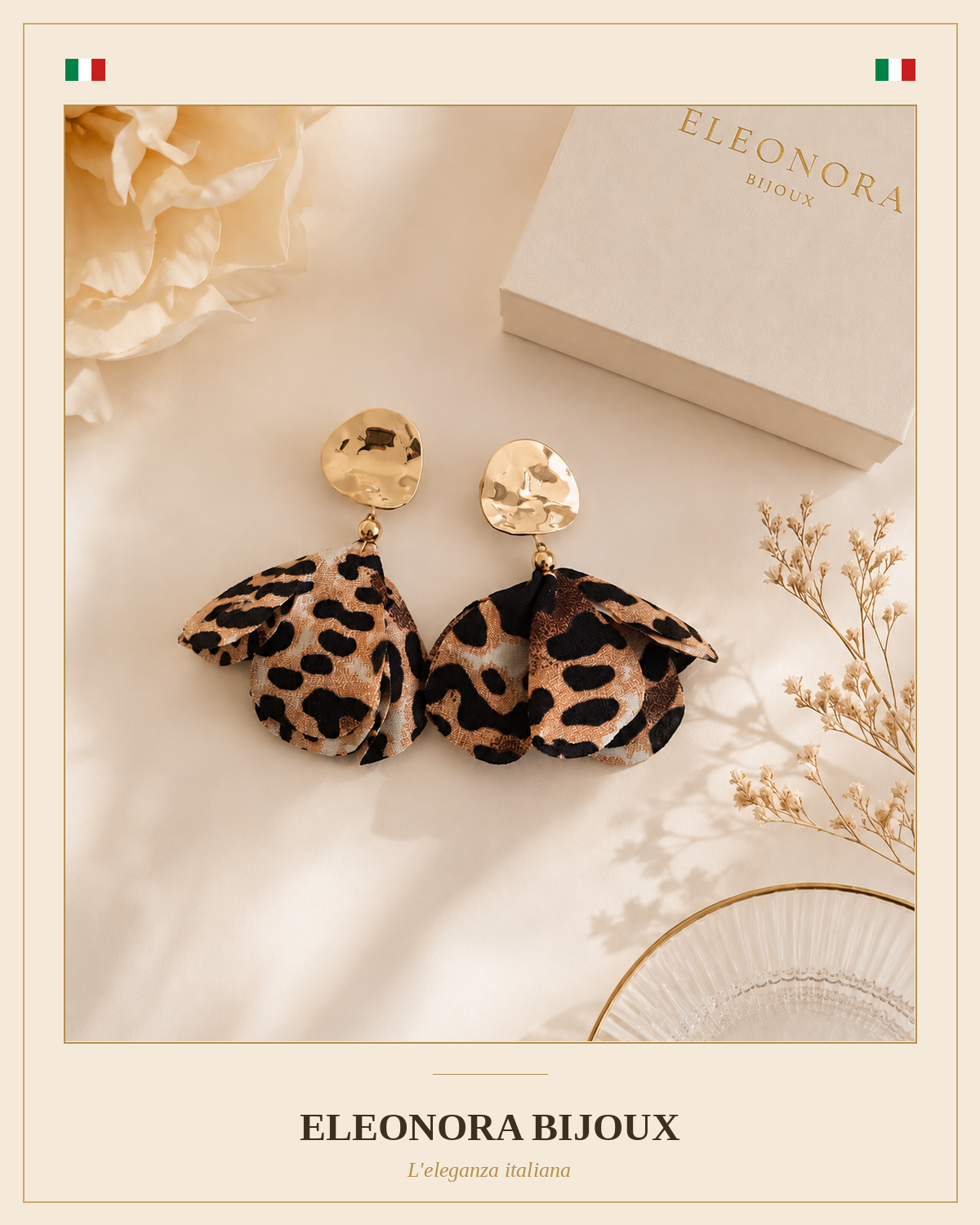 Boucles d'oreilles dorées Femme Léopard en acier inoxydable
