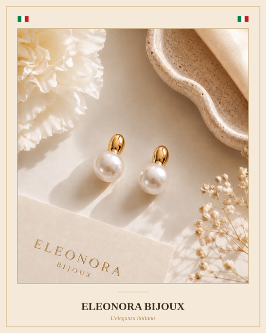 Boucles d’oreilles dorées en Perle Blanche