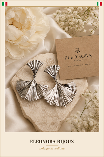 Boucles d'oreilles Ginkgo argentées - Eleonora Bijoux