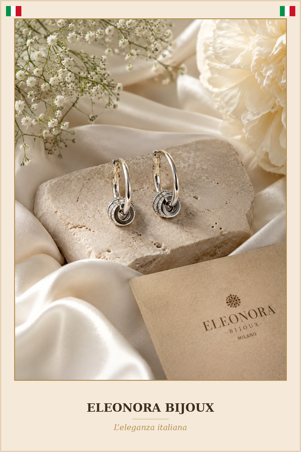 Boucles d'oreilles créoles argentées à 4 anneaux torsadés - Eleonora Bijoux
