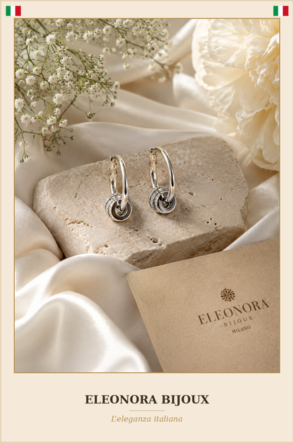 Boucles d'oreilles créoles argentées à 4 anneaux torsadés - Eleonora Bijoux