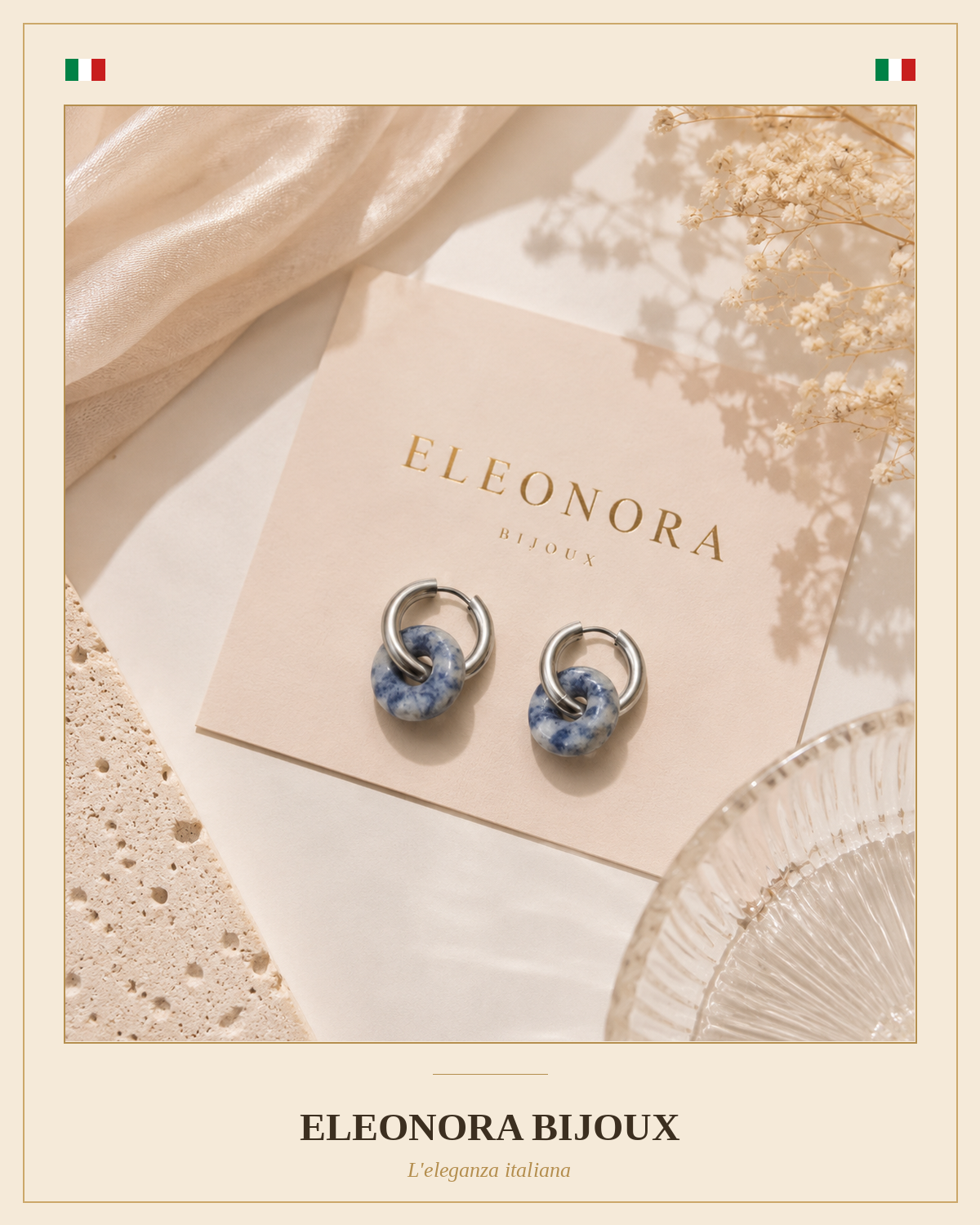Boucles d'oreilles Loa argentées en Sodalite