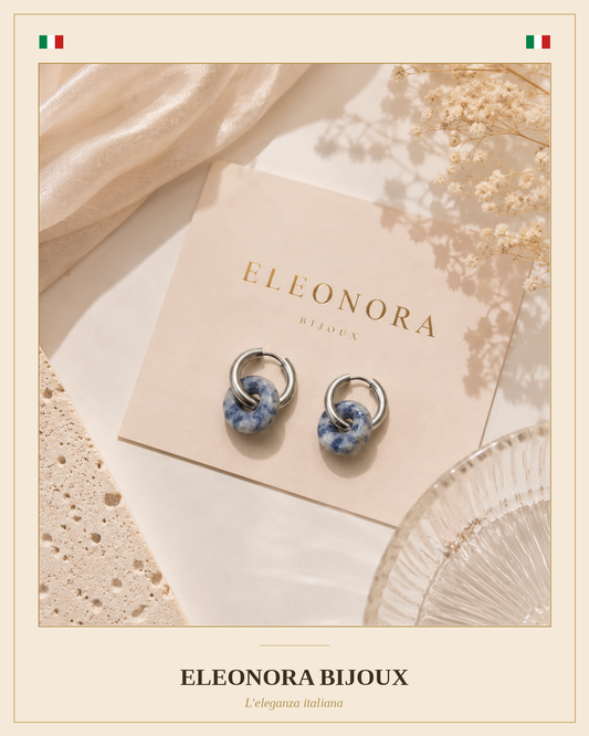 Boucles d'oreilles Loa argentées en Sodalite