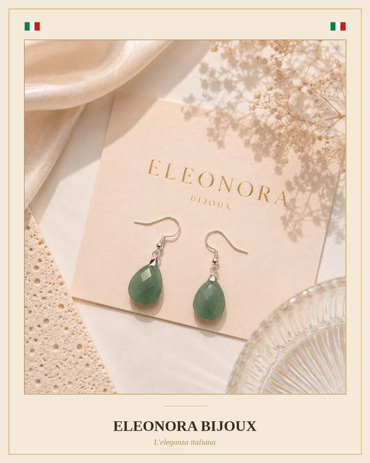Boucles d'oreilles Lyor argentées en Aventurine Verte