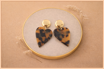 Boucles d’oreilles dorées Femme Cœur Léopard en acier inoxydable